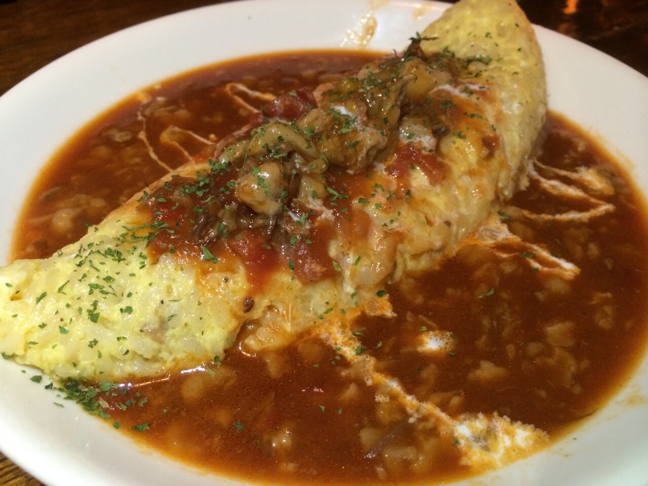 牛すじのデミトマトスープオムライス