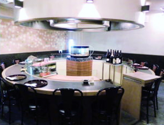 大きな円形カウンター