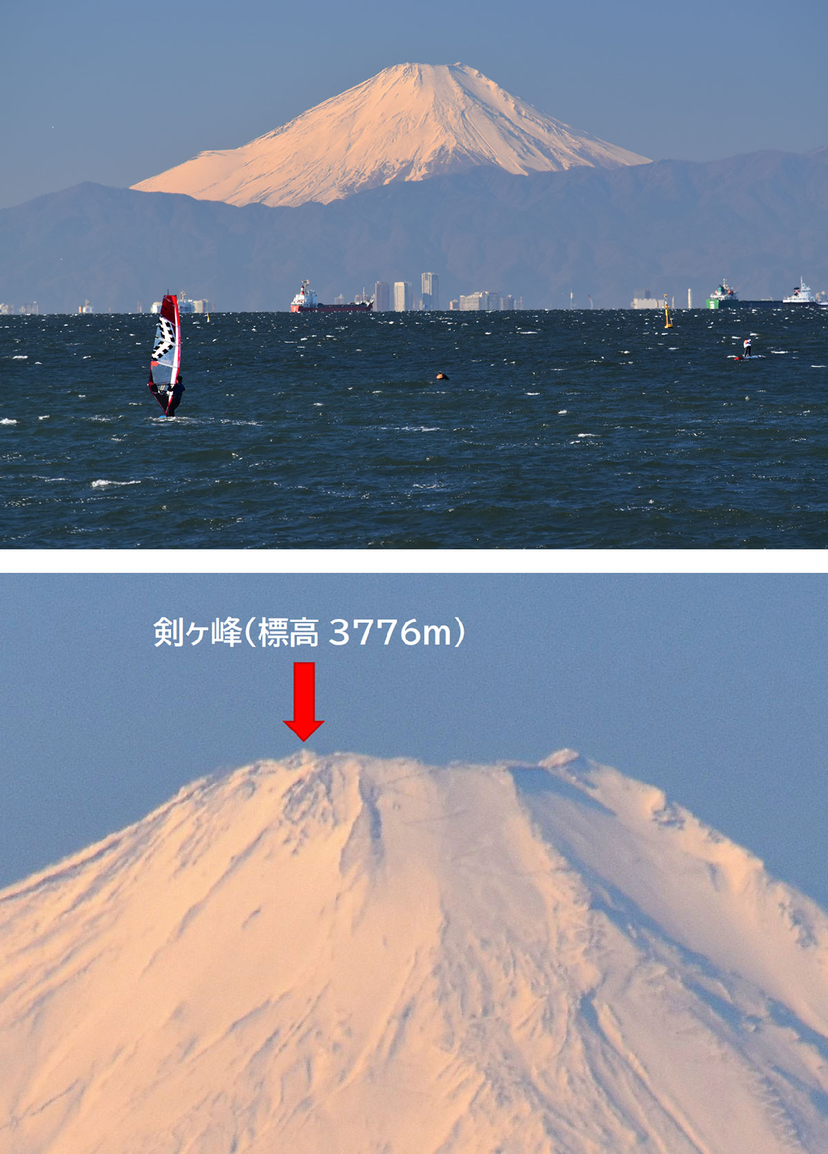 検見川の浜付近から見た富士山